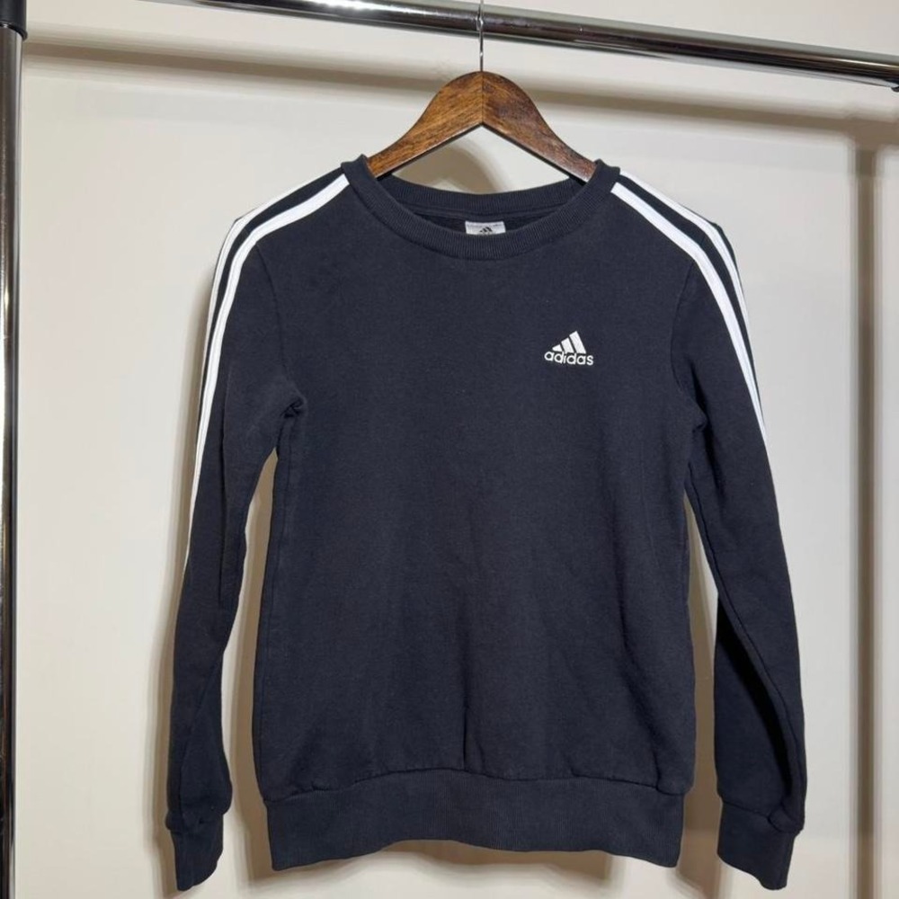 Adidas Black Sweatshirt With White Stripes Size XS Athleisure Outdoors Spring